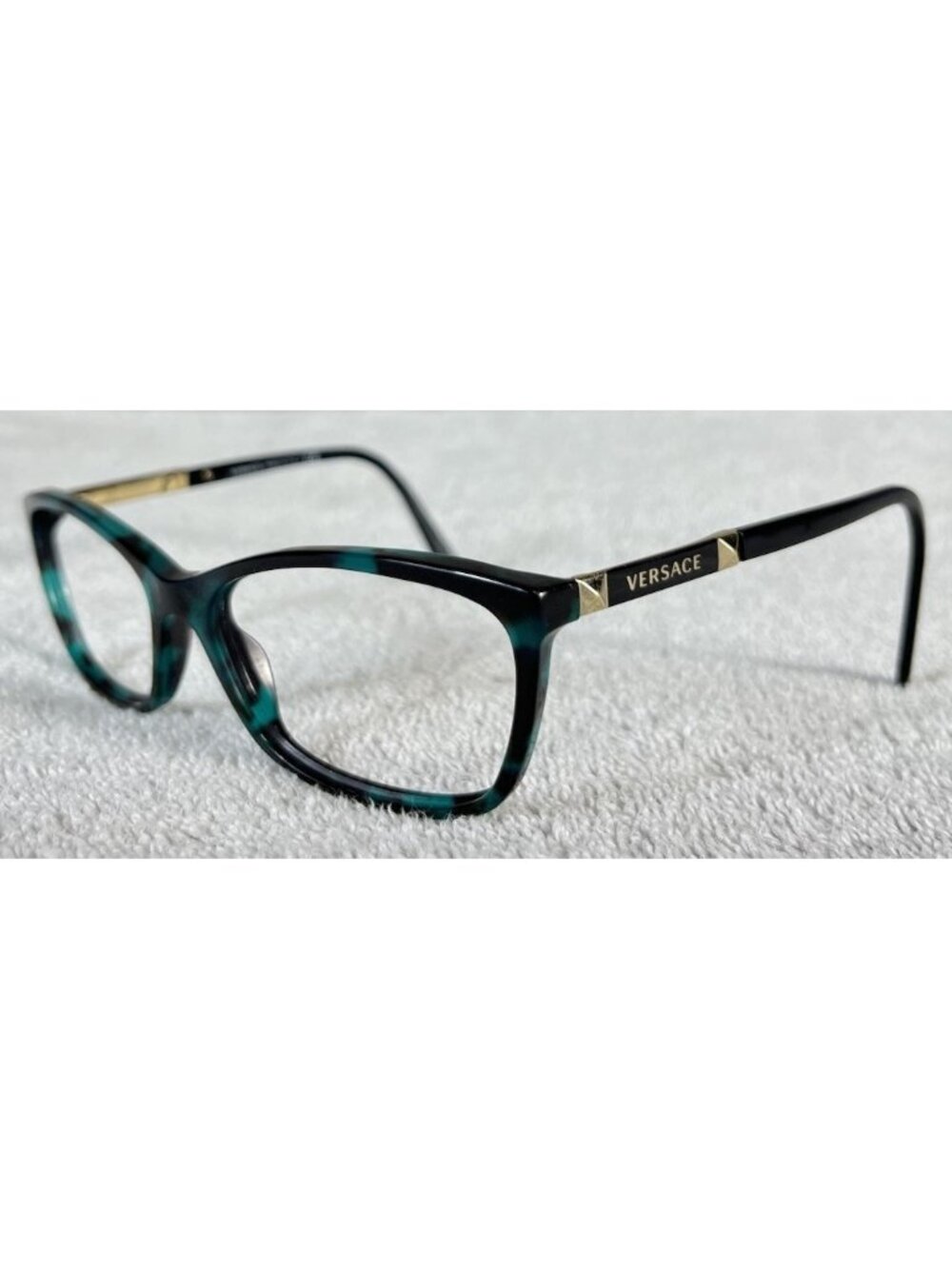 Versace Cat-Eye Eyeglasses Frames MOD. 3186 5076 Black Green Tortoise 54-16-140